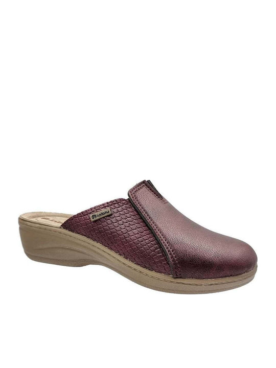 Inblu Leather Winter Women's Slippers Burgundy