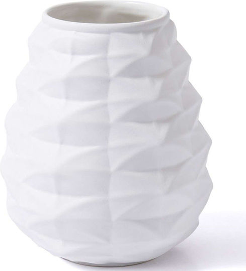 Aberto Design Διακοσμητικό Βάζο Κεραμικό Λευκό 25x25xΥ26cm