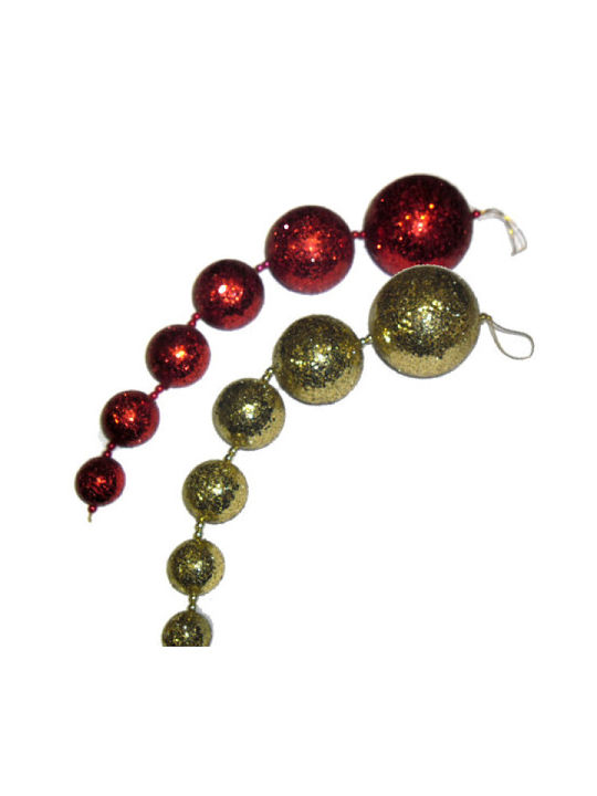 Decorative Hanging Hanging Ball Ornament Ornament Plastic Red with Glitter Set 5pcs