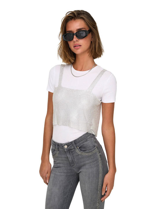 Only Women's Blouse Sleeveless Silver