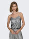 Only Women's Blouse with Straps & V Neckline Silver