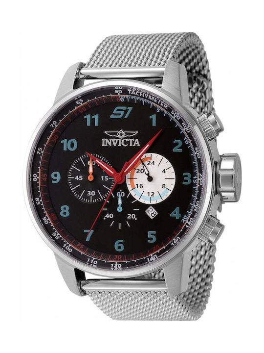 Invicta Ανδρικό Ρολόι 48mm Χρονογράφος Μπαταρίας με Ασημί