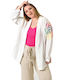 Cardigan pentru femei cu paiete și design floral alb 24452