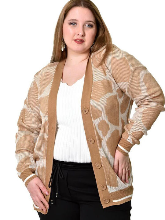Γυναικεία Ζακέτα Oversized Σχέδιο Μπεζ 22974