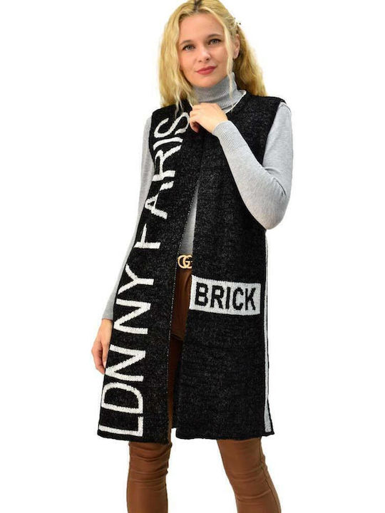 Cardigan Tricotat Fără Mâneci Logo Negru 4767
