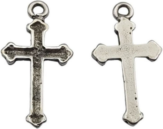 Silver Metallic Pendant Motif for Jewelry in Shape Cross 2.5x1.5cm. Set 20pcs