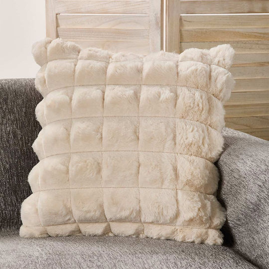 Whitegg Калъф За Възглавница D0241-4 От Екрю Гърн Furry 45x45см
