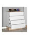 Comoda pentru Dormitor Base cu 4 sertare Oak - White 72x40x88buc
