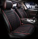 Set 2 Car Seat Covers Front Black Red Stripe Faux Leather