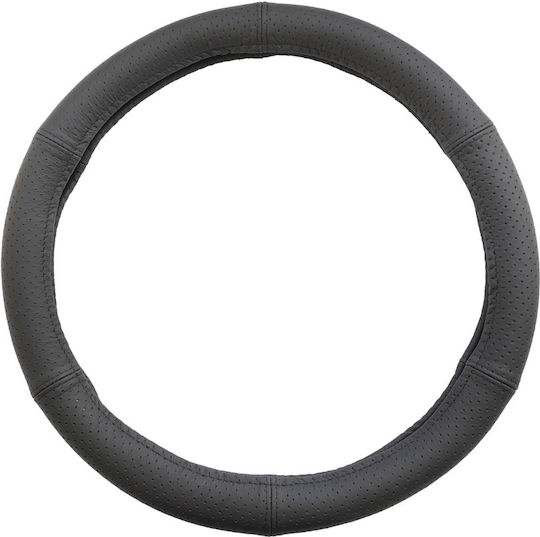 Umbrella Car Steering Wheel Cover Leather Black with Black Stitching