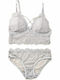 Potre Lace Underwear Set with Bralette & Slip Gray