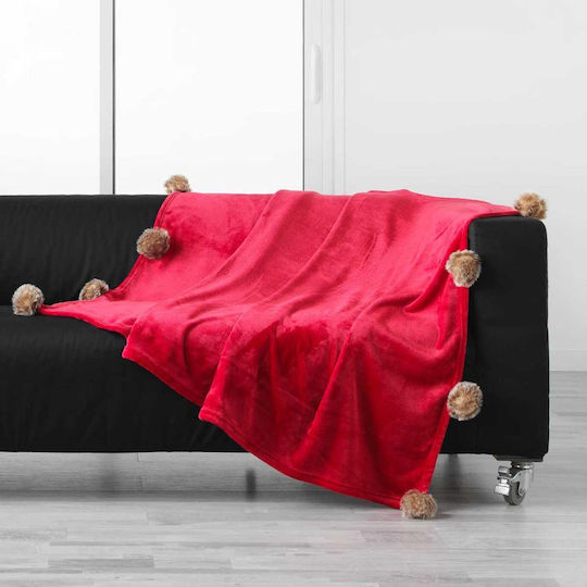 L-c Snowy Κουβέρτα Fleece Καναπέ 125x150εκ. Snowy Rouge