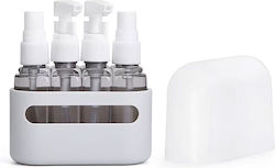 Beauty Travel Plastic Travel Bottles White 4 Pieces with Case