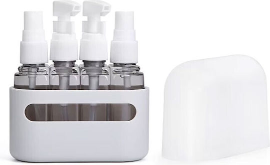 Beauty Travel Plastic Travel Bottles White 4 Pieces with Case