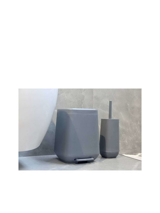 Mediclinics Plastic Toilet Brush and Basket Set 7lt Gray