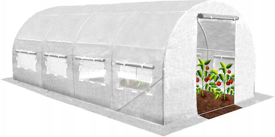 Garten Gewächshaus Tunneltyp Metallrahmen 300x600cm 18qm Weiß
