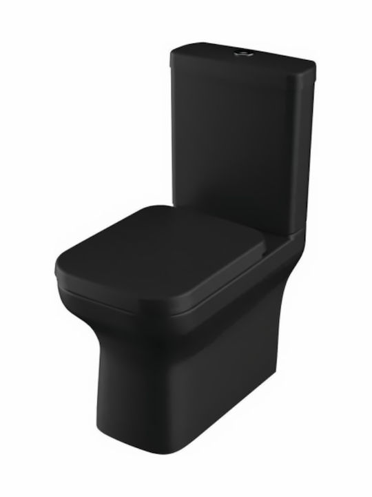 Huida Stehende Toilette mit Spülung mit Deckel Sanftes Schließen Schwarz