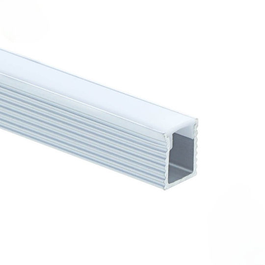 Profil din aluminiu Eurospot benzi LED argintii L=2m capac lăptos Eu5146