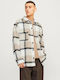 Long Sleeve Flannel Overshirt in Regular Fit Checked Crockery Beige