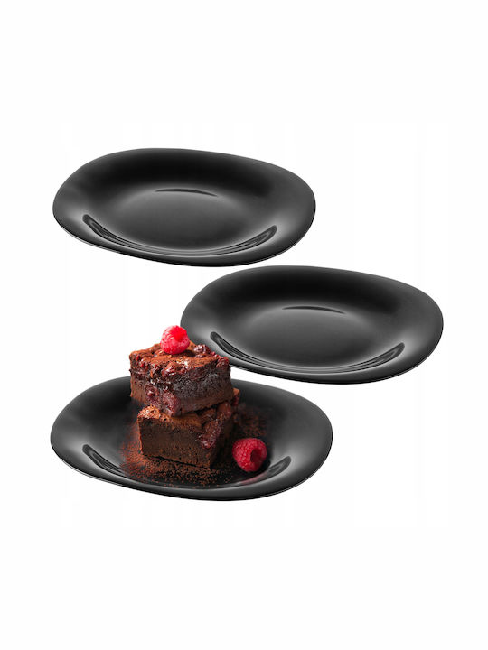 Kadax Dessert Plate 21cm Cake Plates Black Set 3