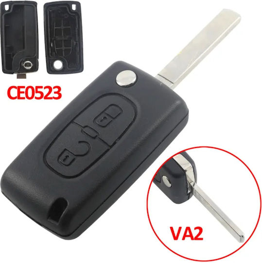 Car Key Shell with Blade with 2 Buttons for Citroen / Peugeot CE0523