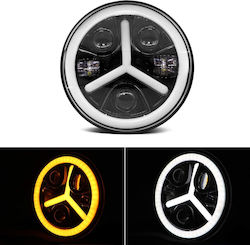 Led Προβολέας Universal 7 Ιντσών 18cm 9v 32v Μικρή Μεγάλη Σκάλα Φώτα Ημέρας Drl Λευκό Κίτρινο 7000lm Τρακτέρ Φορτηγών Μοτοσυκλετών