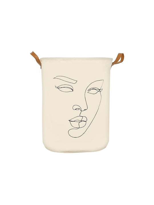ESTIA Laundry Basket Line Art 60lt Collapsible with Handles 40x40x50cm