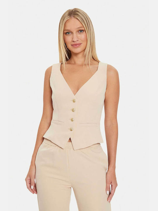 Guess Women's Vest with Buttons Beige