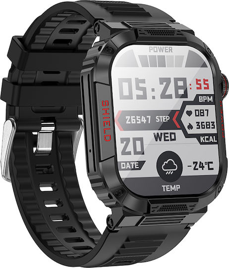 Borofone BD9 Aluminium Smartwatch mit Pulsmesser (Schwarz)