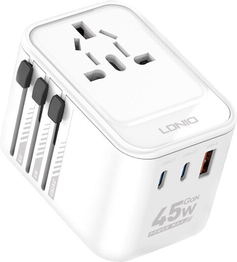 Universal Travel Adapter Gan 45w 2xusb-c Usb-a