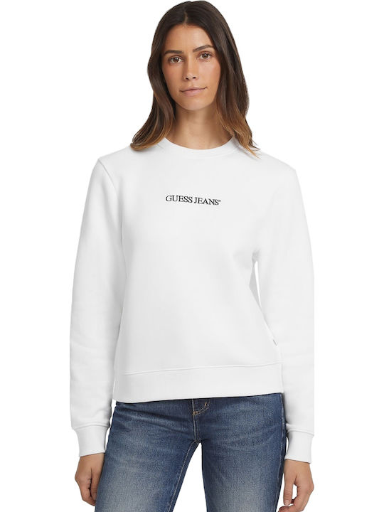 Guess Μακρύ Γυναικείο Φούτερ Pure White