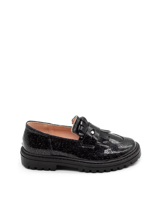 Aby Girls Leather Moccasins Black