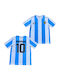 Maradona Football Jersey Argentina National Team Anniversary White Blue Balón De Oro Unisex Fj316