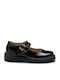 Kids Patent Leather Ballerinas with Adjustable Metal Clasp Black