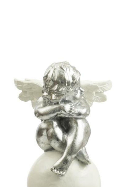 Zen Collection Weihnachtliche Kunststoff Figur Cherub Silber Länge 8cm