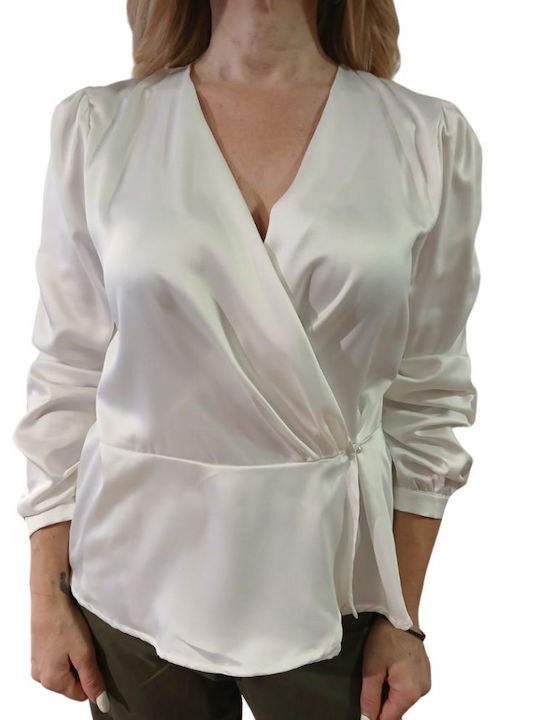 Markup Women's Blouse Satin Long Sleeve White