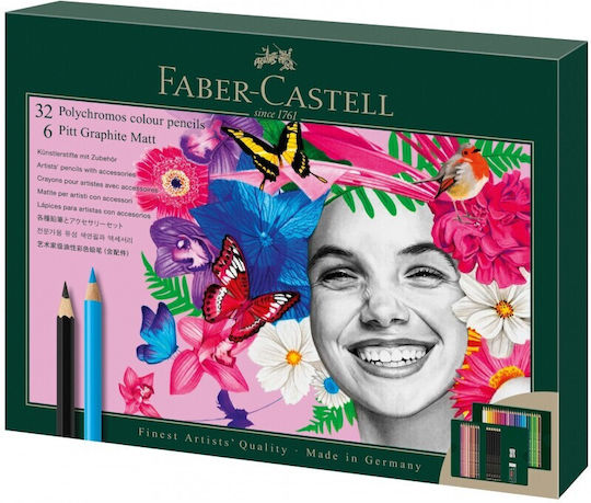 Faber-Castell Set de 40 Creioane HB cu Radieră Gri