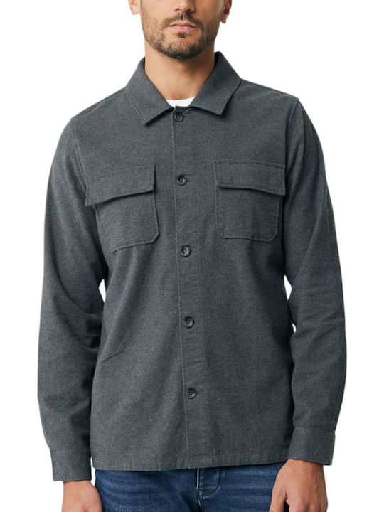 Μακρυμάνικo Overshirt σε Κανονική Γραμμή Anthracite Melee