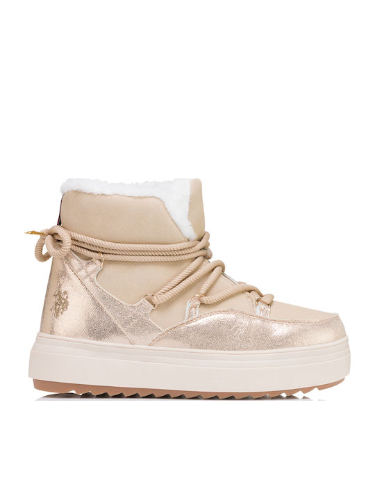 Women's Ankle Boots with Fur Beige