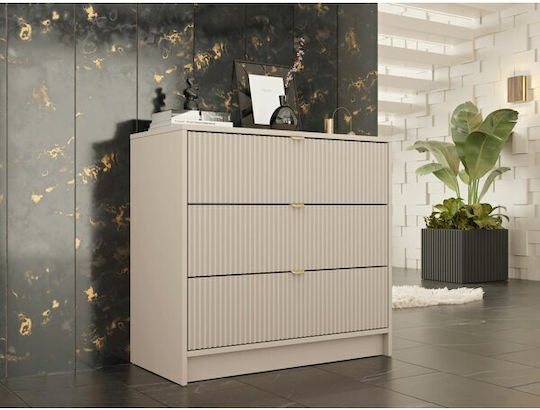 Comfivo J107 Wooden & Metallic Chest of Drawer Beige 80x40x75cm