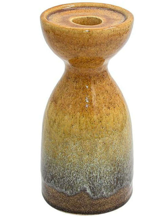 Fylliana Fl1029 Candle Holder suitable for Tealights Ceramic in Brown Color 10x10x21cm 1pcs
