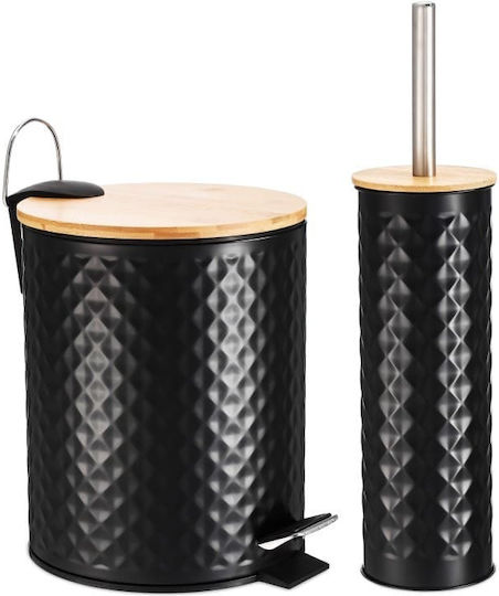 Happy House Metallic Toilet Brush and Basket Set 5lt Black