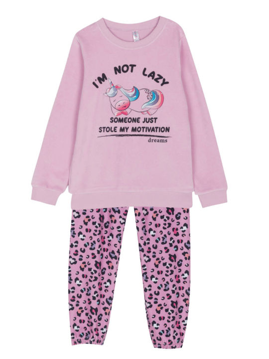 Dreams by Joyce Pijama Copii Iarna Din Bumbac Lila Unicorn