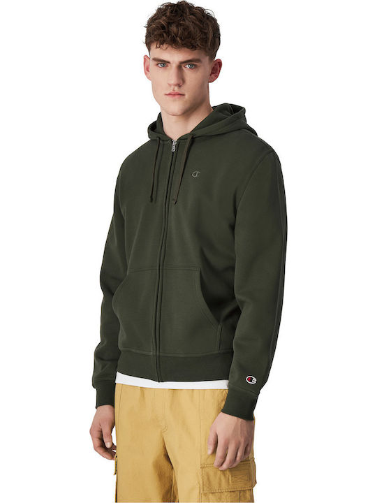 Champion Men Hooded Full Zip Sweatshirt Green