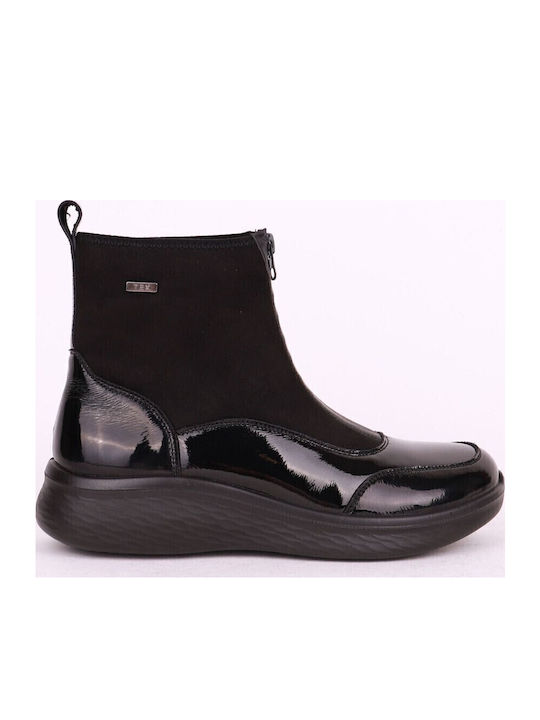 Ghete Dama de Piele cu Platformă Negru P-817-Negru