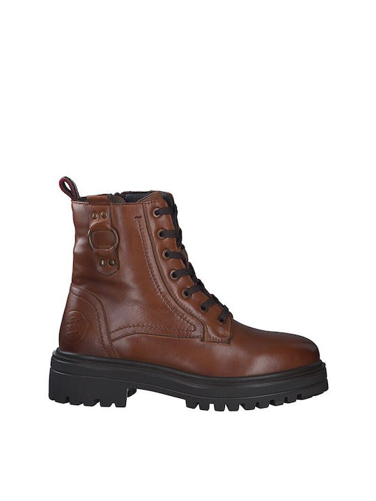 s.Oliver Leather Women's Ankle Boots Brown