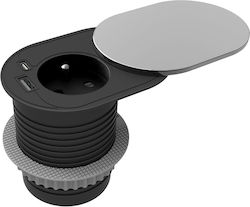 Möbel-Nest? 6 cm in Arbeitsplatte versenkter Schiebedeckel USB-Ladegerät 1,9 m Kabel 1x2P+Z Französisch 1xUSB Typ A+C Möbel-Nest? 6 cm in Arbeitsplatte versenkter Schiebedeckel USB-Ladegerät 1,9 m Kabel 1x2P+Z Französisch 1xUSB Typ A+C