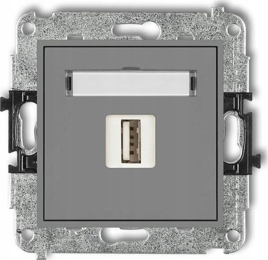Mini Single Socket Usb-aa 2.0 Matt Grey 27mgusb-1