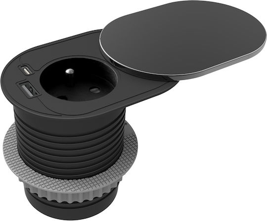 Furniture Nest? 6cm Recessed Into Countertop Sliding Lid Usb Charger 1.9m Cable 1x2p+z French 1xusb Type A+c