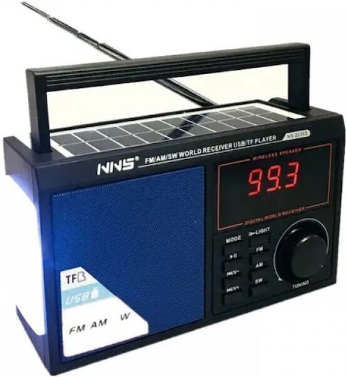 NS-2036S Επιτραπέζιο Ραδιόφωνο Ηλιακό με Bluetooth και USB Μπλε